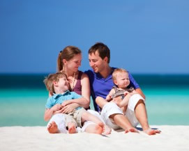 family enjoying the beach